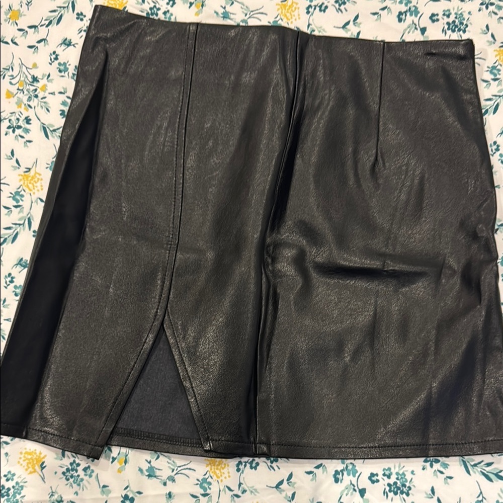 Black Faux Leather Skirt